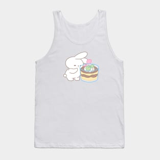 Cute Rabbit Savoring Giant Tiramisu Tank Top